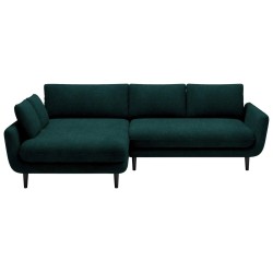 "SOLANO Left-Handed Corner Sofa with Sleep Function, Storage Compartment, and Cushions, Element 12 Sea Green VERSAILLES"
