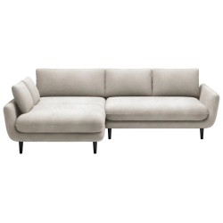 SOLANO Left-Handed Corner Sofa with Sleep Function, Storage Compartment and Cushions, Element 17 Beige VERSAILLES