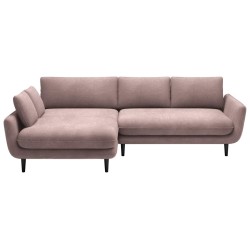 SOLANO Left-Hand Corner Sofa with Sleep Function, Storage, and Pillows, Element 18 in Versailles Pink