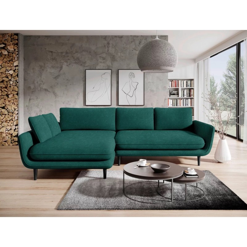 SOLANO Left-Handed Corner Sofa with Sleep Function, Storage Compartment, and Cushions, Element 20 Green VERSAILLES SOLANO Left-Handed Corner Sofa with Sleep Function, Storage Compartment, and Cushions, Element 20 Green VERSAILLES