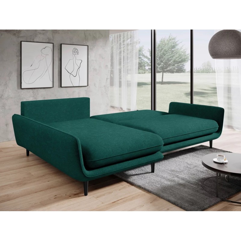 SOLANO Left-Handed Corner Sofa with Sleep Function, Storage Compartment, and Cushions, Element 20 Green VERSAILLES SOLANO Left-Handed Corner Sofa with Sleep Function, Storage Compartment, and Cushions, Element 20 Green VERSAILLES