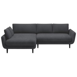SOLANO Left-Handed Corner Sofa with Sleep Function, Storage and Cushions, Element 22 Dark Grey VERSAILLES