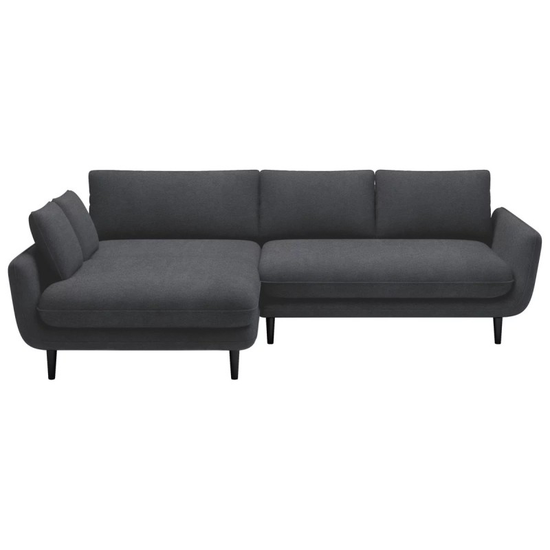 SOLANO Left-Handed Corner Sofa with Sleep Function, Storage and Cushions, Element 22 Dark Grey VERSAILLES