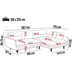SOLANO Left-Handed Corner Sofa with Sleep Function, Storage and Cushions, Element 22 Dark Grey VERSAILLES SOLANO Left-Handed Corner Sofa with Sleep Function, Storage and Cushions, Element 22 Dark Grey VERSAILLES