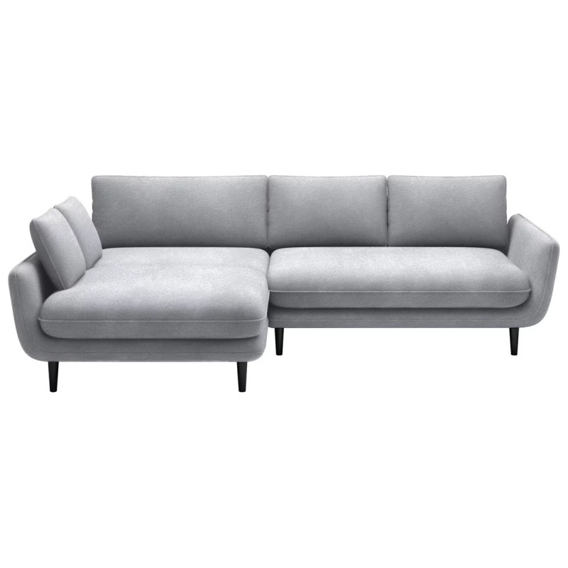 SOLANO Left-Handed Corner Sofa with Sleep Function, Storage Compartment and Cushions, Element 24 Light Grey VERSAILLES