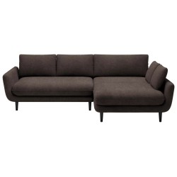 SOLANO Right-Hand Corner Sofa with Sleep Function, Storage and Cushions, Element 05 Dark Brown VERSAILLES