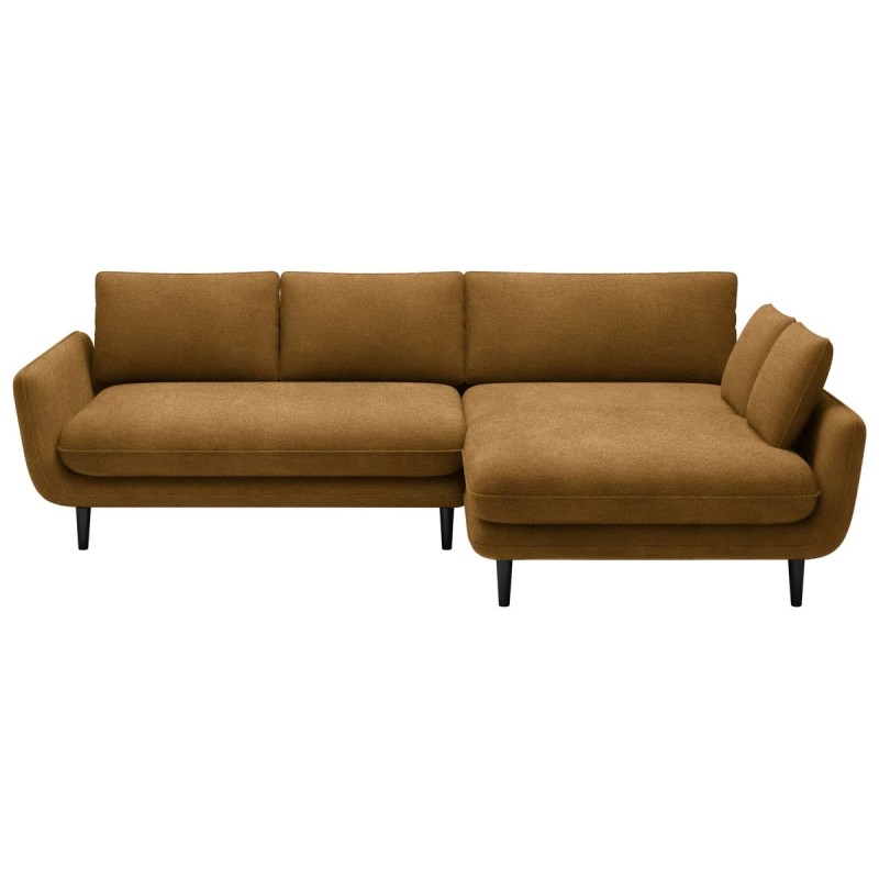 SOLANO Right-Hand Corner Sofa with Sleep Function, Storage Compartment and Pillows, Element 08 Golden VERSAILLES