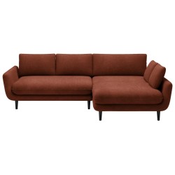 SOLANO Right-Hand Corner Sofa with Sleep Function, Storage Compartment, and Cushions, Element 09 Bordeaux VERSAILLES