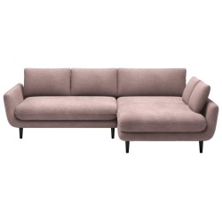 SOLANO Right-Hand Corner Sofa with Sleeping Function, Storage Compartment, and Pillows, Element 18 in Versailles Pink