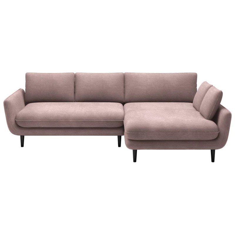 SOLANO Right-Hand Corner Sofa with Sleeping Function, Storage Compartment, and Pillows, Element 18 in Versailles Pink
