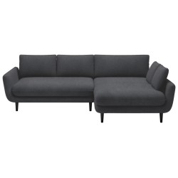 SOLANO Right-Hand Corner Sofa with Sleeping Function, Storage and Cushions, Element 22 Dark Grey VERSAILLES