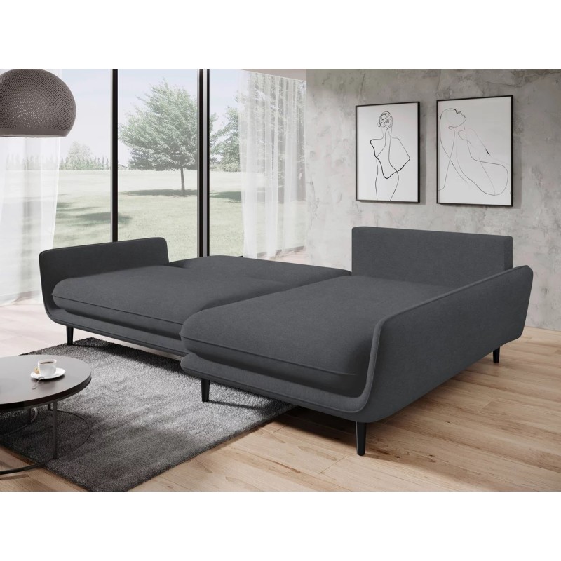 SOLANO Right-Hand Corner Sofa with Sleeping Function, Storage and Cushions, Element 22 Dark Grey VERSAILLES SOLANO Right-Hand Corner Sofa with Sleeping Function, Storage and Cushions, Element 22 Dark Grey VERSAILLES