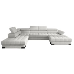 SELVA XL Left-Handed Corner Sofa with Sleep Function and AUSTIN 05 Light Brown Storage Compartment WERSAL