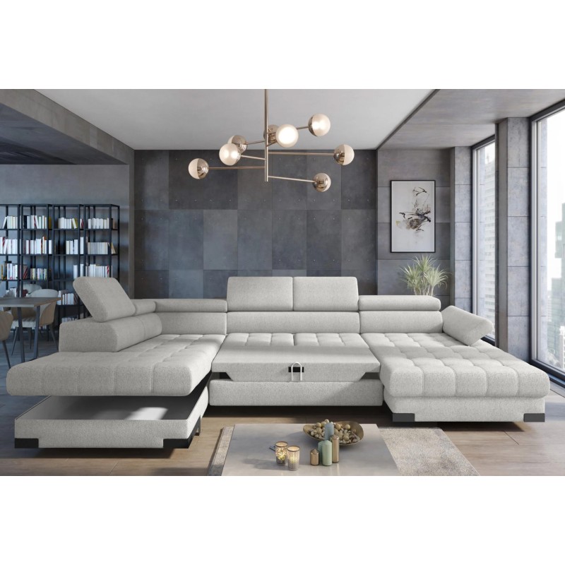 SELVA XL Left-Handed Corner Sofa with Sleep Function and AUSTIN 05 Light Brown Storage Compartment WERSAL SELVA XL Left-Handed Corner Sofa with Sleep Function and AUSTIN 05 Light Brown Storage Compartment WERSAL