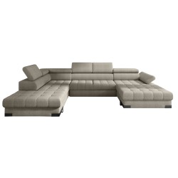 SELVA XL Left-Handed Corner Sofa with Sleep Function and AUSTIN 12 Green Storage Compartment WERSAL