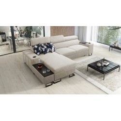 Prestige I Maxi Ecksofa mit Schlaffunktion und USB-Anschluss - Weich im Griff, Freya 210.02 + Tauro 8203