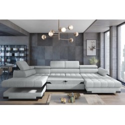 SELVA XL Left-Handed Corner Sofa with Sleep Function and AUSTIN 19 Grey Storage Compartment WERSAL SELVA XL Left-Handed Corner Sofa with Sleep Function and AUSTIN 19 Grey Storage Compartment WERSAL