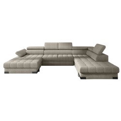 SELVA XL Left-Handed Corner Sofa with Sleeping Function and AUSTIN 21 Graphite Storage Compartment WERSAL