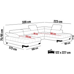 SELVA XL Left-Handed Corner Sofa with Sleeping Function and AUSTIN 21 Graphite Storage Compartment WERSAL SELVA XL Left-Handed Corner Sofa with Sleeping Function and AUSTIN 21 Graphite Storage Compartment WERSAL