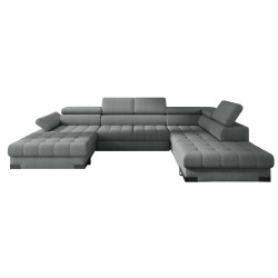 SELVA XL Right-Handed Corner Sofa with Sleep Function and AUSTIN 05 Light Brown Storage Compartment WERSAL