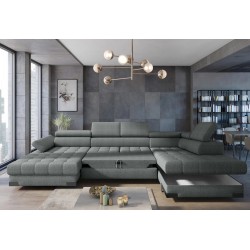 SELVA XL Right-Handed Corner Sofa with Sleep Function and AUSTIN 05 Light Brown Storage Compartment WERSAL SELVA XL Right-Handed Corner Sofa with Sleep Function and AUSTIN 05 Light Brown Storage Compartment WERSAL