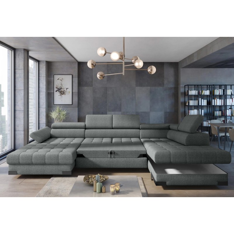 SELVA XL Right-Handed Corner Sofa with Sleep Function and AUSTIN 05 Light Brown Storage Compartment WERSAL SELVA XL Right-Handed Corner Sofa with Sleep Function and AUSTIN 05 Light Brown Storage Compartment WERSAL
