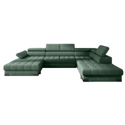 SELVA XL Right-Hand Corner Sofa with Sleep Function and AUSTIN 12 Green Storage Compartment WERSAL