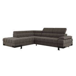 SELVA L Left-Handed Corner Sofa with Sleep Function and Storage in AUSTIN 05 Light Brown VERSAILLES Edition