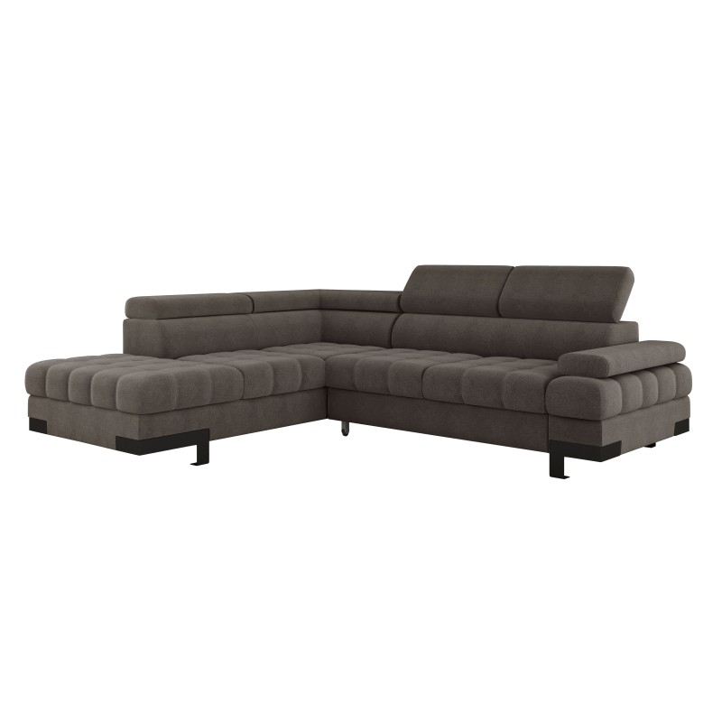 SELVA L Left-Handed Corner Sofa with Sleep Function and Storage - Austin 05 Light Brown VERSAILLES Edition