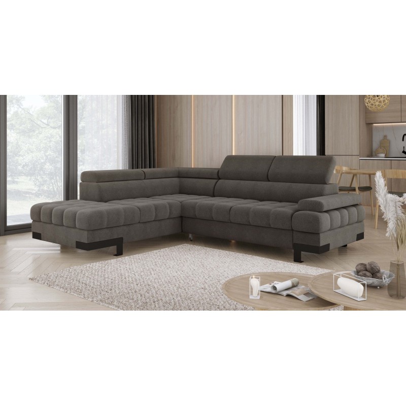 SELVA L Left-Handed Corner Sofa with Sleep Function and Storage in AUSTIN 05 Light Brown VERSAILLES Edition SELVA L Left-Handed Corner Sofa with Sleep Function and Storage in AUSTIN 05 Light Brown VERSAILLES Edition