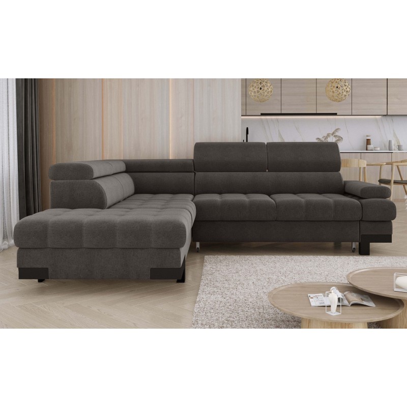 SELVA L Left-Handed Corner Sofa with Sleep Function and Storage in AUSTIN 05 Light Brown VERSAILLES Edition SELVA L Left-Handed Corner Sofa with Sleep Function and Storage in AUSTIN 05 Light Brown VERSAILLES Edition