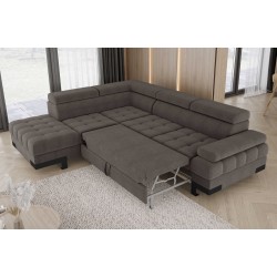 SELVA L Left-Handed Corner Sofa with Sleep Function and Storage in AUSTIN 05 Light Brown VERSAILLES Edition SELVA L Left-Handed Corner Sofa with Sleep Function and Storage in AUSTIN 05 Light Brown VERSAILLES Edition