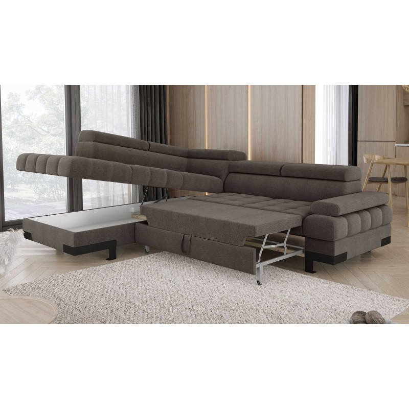 SELVA L Left-Handed Corner Sofa with Sleep Function and Storage in AUSTIN 05 Light Brown VERSAILLES Edition SELVA L Left-Handed Corner Sofa with Sleep Function and Storage in AUSTIN 05 Light Brown VERSAILLES Edition