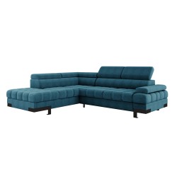 SELVA L Left-hand Corner Sofa with Sleeping Function and AUSTIN 14 Blue Storage Compartment WERSAL