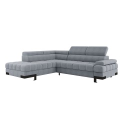 SELVA L Left-Handed Corner Sofa with Sleep Function and AUSTIN 18 Light Grey Storage WERSAL