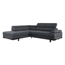 SELVA L Left-Handed Corner Sofa with Sleeping Function and AUSTIN 19 Grey Storage Compartment WERSAL