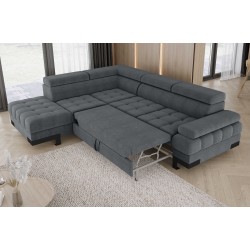 SELVA L Left-Handed Corner Sofa with Sleeping Function and AUSTIN 19 Grey Storage Compartment WERSAL SELVA L Left-Handed Corner Sofa with Sleeping Function and AUSTIN 19 Grey Storage Compartment WERSAL