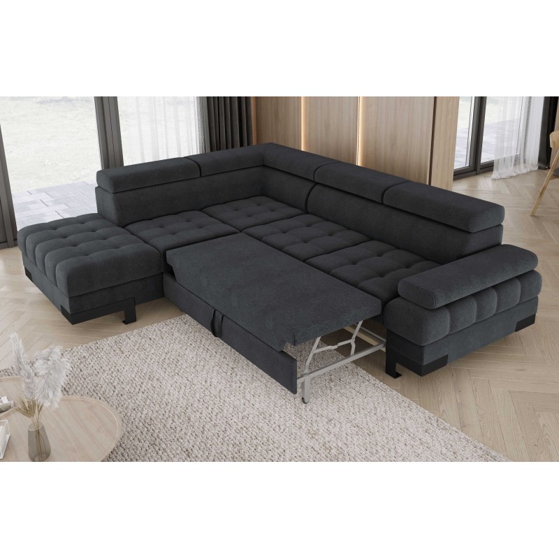 SELVA L Left-Handed Corner Sofa with Sleep Function and AUSTIN 20 Anthracite Storage Container WERSAL SELVA L Left-Handed Corner Sofa with Sleep Function and AUSTIN 20 Anthracite Storage Container WERSAL