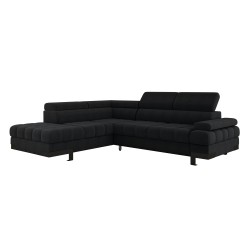 SELVA L Left-Handed Corner Sofa with Sleeper Function and AUSTIN 21 Graphite Storage Compartment WERSAL
