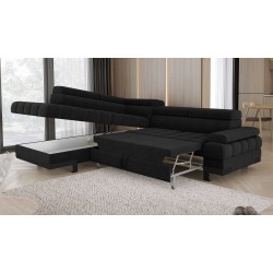 SELVA L Left-Handed Corner Sofa with Sleeper Function and AUSTIN 21 Graphite Storage Compartment WERSAL SELVA L Left-Handed Corner Sofa with Sleeper Function and AUSTIN 21 Graphite Storage Compartment WERSAL