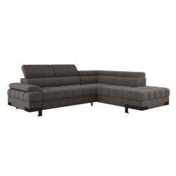 SELVA L Right-Hand Corner Sofa with Sleep Function and AUSTIN 05 Light Brown Storage Unit WERSAL
