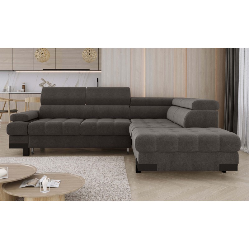 SELVA L Right-Hand Corner Sofa with Sleep Function and AUSTIN 05 Light Brown Storage Unit WERSAL SELVA L Right-Hand Corner Sofa with Sleep Function and AUSTIN 05 Light Brown Storage Unit WERSAL