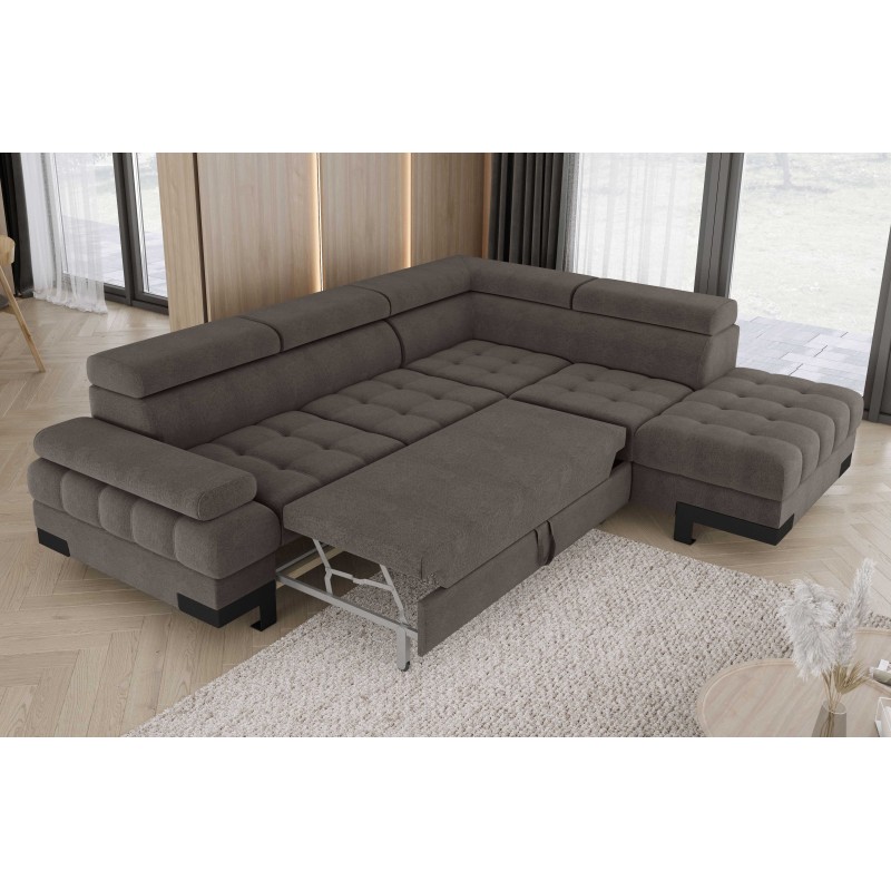 SELVA L Right-Hand Corner Sofa with Sleep Function and AUSTIN 05 Light Brown Storage Unit WERSAL SELVA L Right-Hand Corner Sofa with Sleep Function and AUSTIN 05 Light Brown Storage Unit WERSAL