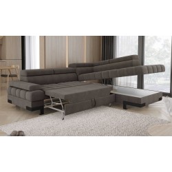 SELVA L Right-Hand Corner Sofa with Sleep Function and AUSTIN 05 Light Brown Storage Unit WERSAL SELVA L Right-Hand Corner Sofa with Sleep Function and AUSTIN 05 Light Brown Storage Unit WERSAL