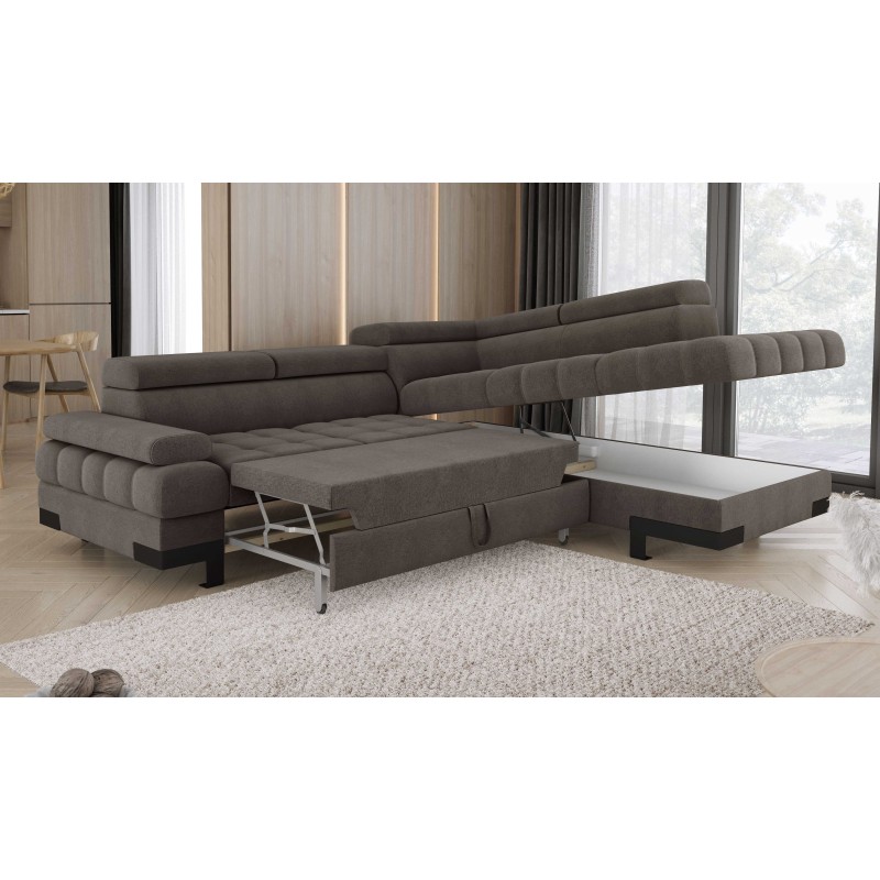 SELVA L Right-Hand Corner Sofa with Sleep Function and AUSTIN 05 Light Brown Storage Unit WERSAL SELVA L Right-Hand Corner Sofa with Sleep Function and AUSTIN 05 Light Brown Storage Unit WERSAL