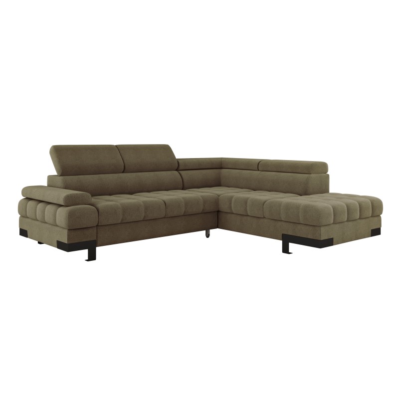 Luxurious Comfort with Style – SELVA L Right-Handed Corner Sofa with Sleep Function and Storage Compartment