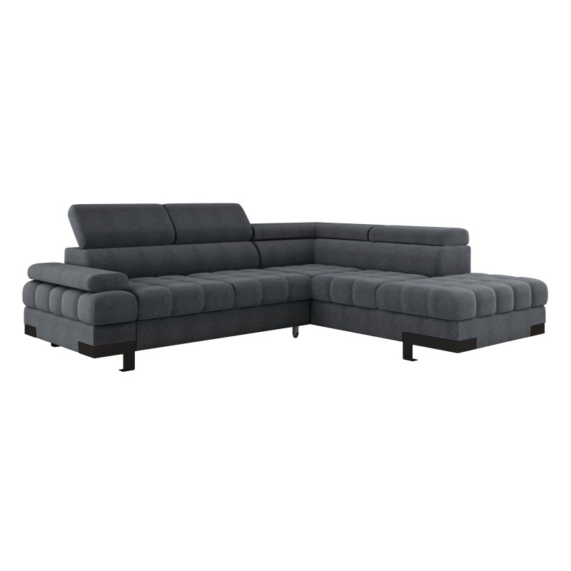 Deluxe SELVA L Right-Hand Corner Sofa with Sleep Function and AUSTIN 19 Grey Storage Compartment