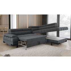 SELVA L Right-Hand Corner Sofa with Sleep Function and AUSTIN 19 Grey Storage Compartment by WERSAL SELVA L Right-Hand Corner Sofa with Sleep Function and AUSTIN 19 Grey Storage Compartment by WERSAL