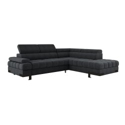 SELVA L Right-Handed Corner Sofa with Sleep Function and AUSTIN 20 Anthracite Storage Compartment VERSAILLES