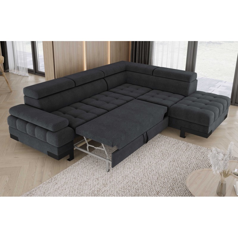 SELVA L Right-Handed Corner Sofa with Sleep Function and AUSTIN 20 Anthracite Storage Compartment VERSAILLES SELVA L Right-Handed Corner Sofa with Sleep Function and AUSTIN 20 Anthracite Storage Compartment VERSAILLES